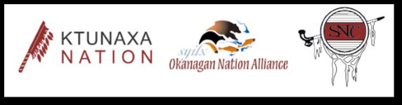 Logos of the Ktunaxa Nation, Syilx Okanagan Nation Alliance, and the Shuswap Nation Tribal Council